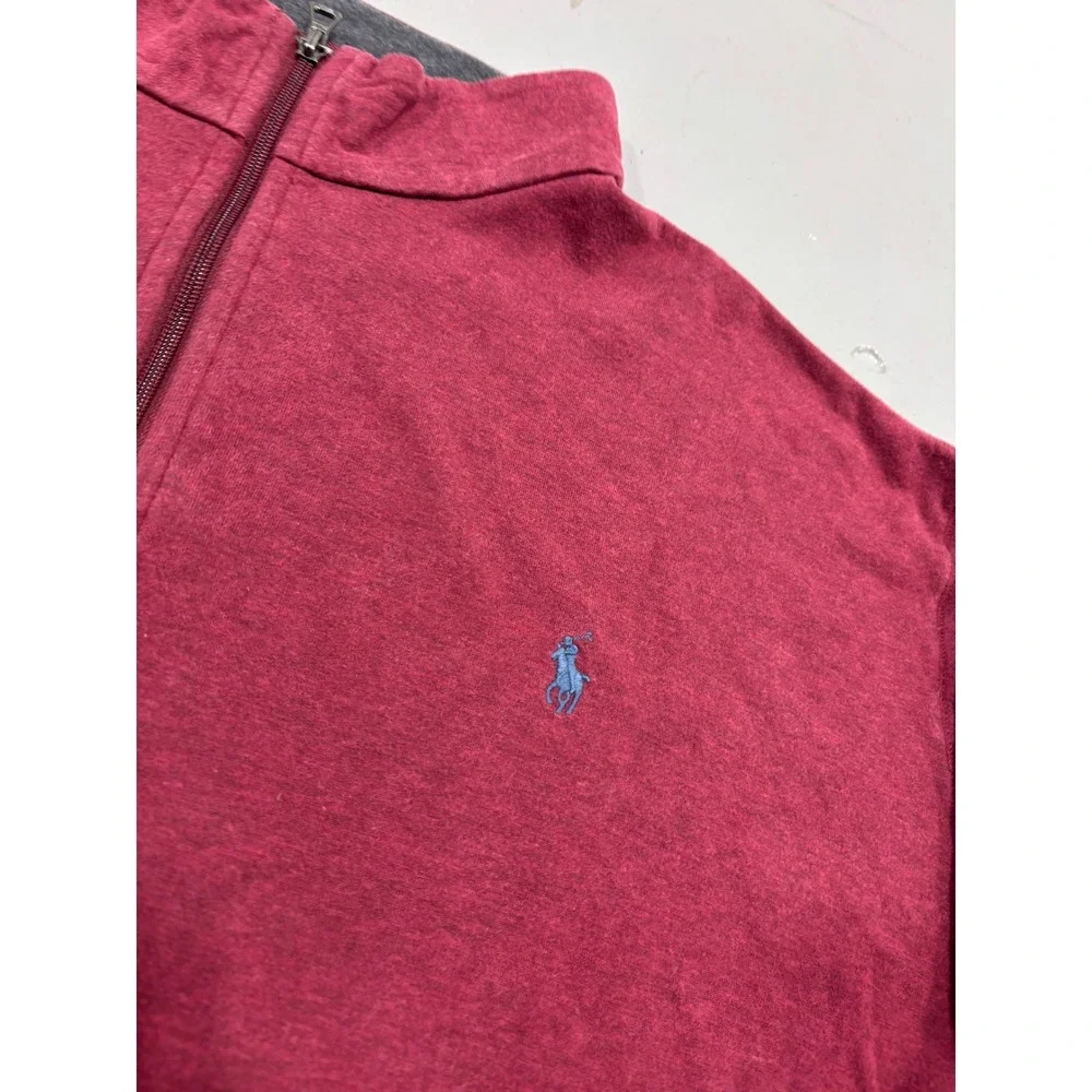Polo Ralph Lauren Mens 3XLT Big & Tall Burgundy Red Quarter Zip Pullover Sweater
